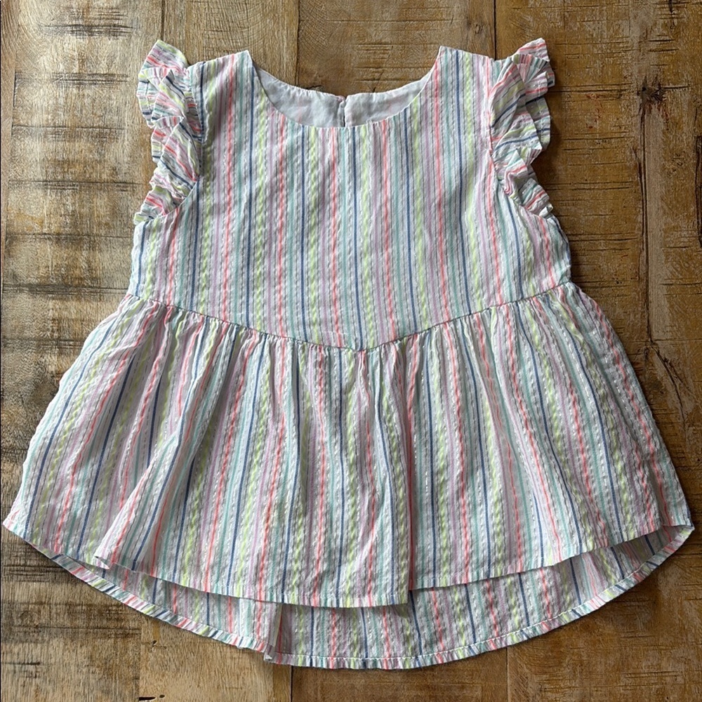 Cat & Jack Striped Ruffle Sleeve Blouse 5t